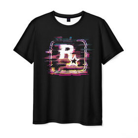 Мужская футболка 3D с принтом Rockstar Noise в Петрозаводске, 100% полиэфир | прямой крой, круглый вырез горловины, длина до линии бедер | auto | dead | grand | gta | red | redemption | theft | гта | рокстар