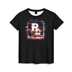 Женская футболка 3D с принтом Rockstar Noise в Петрозаводске, 100% полиэфир ( синтетическое хлопкоподобное полотно) | прямой крой, круглый вырез горловины, длина до линии бедер | auto | dead | grand | gta | red | redemption | theft | гта | рокстар