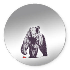 Коврик круглый с принтом Медведь наступил на лего в Петрозаводске, резина и полиэстер | круглая форма, изображение наносится на всю лицевую часть | зверь | косолапый | лего | медведь | мишка | рев