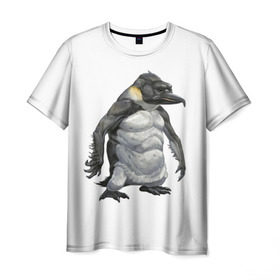 Мужская футболка 3D с принтом Пингвинопитек в Петрозаводске, 100% полиэфир | прямой крой, круглый вырез горловины, длина до линии бедер | Тематика изображения на принте: лженаука | пингвин
