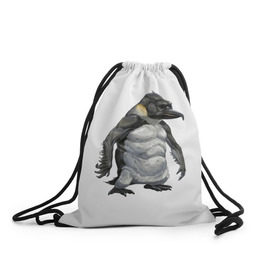 Рюкзак-мешок 3D с принтом Пингвинопитек в Петрозаводске, 100% полиэстер | плотность ткани — 200 г/м2, размер — 35 х 45 см; лямки — толстые шнурки, застежка на шнуровке, без карманов и подкладки | лженаука | пингвин