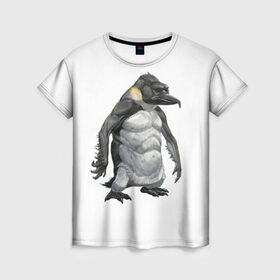 Женская футболка 3D с принтом Пингвинопитек в Петрозаводске, 100% полиэфир ( синтетическое хлопкоподобное полотно) | прямой крой, круглый вырез горловины, длина до линии бедер | лженаука | пингвин