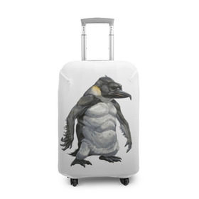 Чехол для чемодана 3D с принтом Пингвинопитек в Петрозаводске, 86% полиэфир, 14% спандекс | двустороннее нанесение принта, прорези для ручек и колес | лженаука | пингвин