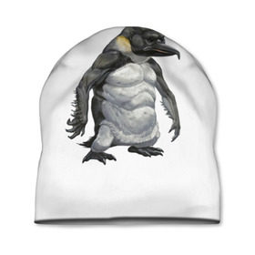 Шапка 3D с принтом Пингвинопитек в Петрозаводске, 100% полиэстер | универсальный размер, печать по всей поверхности изделия | лженаука | пингвин