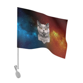 Флаг для автомобиля с принтом Кот в космосе! в Петрозаводске, 100% полиэстер | Размер: 30*21 см | 3d | cat | арт | взгляд | вселенная | звезды | земля | космос | кот | кот хипстер | котёнок | котятки | котятушки | кошечки | кошка | мордочка | плеяды | пространство | созвездие