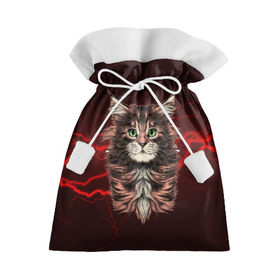Подарочный 3D мешок с принтом Electro cat в Петрозаводске, 100% полиэстер | Размер: 29*39 см | cat | взгляд | кот | кот хипстер | котёнок | котятки | кошка | молния | мордочка | разряд | электричество