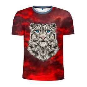 Мужская футболка 3D спортивная с принтом Леопард в Петрозаводске, 100% полиэстер с улучшенными характеристиками | приталенный силуэт, круглая горловина, широкие плечи, сужается к линии бедра | 3d | cat | арт | вечер | взгляд | закат | кот | кот хипстер | котёнок | котятки | котятушки | кошечки | кошка | леопард | мордочка | ночь
