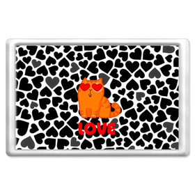 Магнит 45*70 с принтом Влюбленный котик в Петрозаводске, Пластик | Размер: 78*52 мм; Размер печати: 70*45 | сердечки
