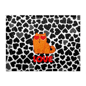 Обложка для студенческого билета с принтом Влюбленный котик в Петрозаводске, натуральная кожа | Размер: 11*8 см; Печать на всей внешней стороне | сердечки