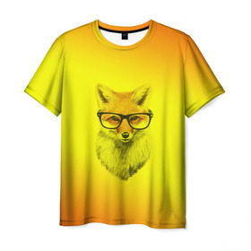 Мужская футболка 3D с принтом Лис ученый в Петрозаводске, 100% полиэфир | прямой крой, круглый вырез горловины, длина до линии бедер | fox | животное | зверь | красивая | лес | лис | лиса | лисенок | лисица | лисичка | мех | очки | патрикеевна | песец | плутовка | прикольная | природа | рисунок | рыжая | рыжий цвет | сказка | хвост | хитрая