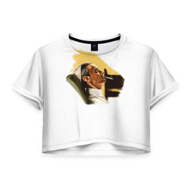Женская футболка 3D укороченная с принтом The Young Pope в Петрозаводске, 100% полиэстер | круглая горловина, длина футболки до линии талии, рукава с отворотами | young pope | джуд | лоу | молодой папа