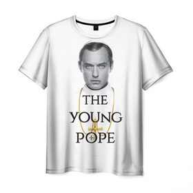 Мужская футболка 3D с принтом The Young Pope в Петрозаводске, 100% полиэфир | прямой крой, круглый вырез горловины, длина до линии бедер | young pope | джуд | лоу | молодой папа