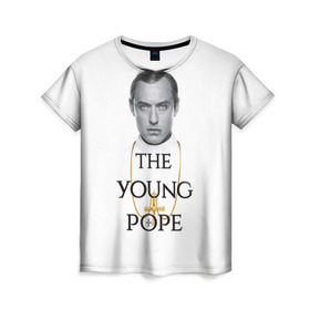 Женская футболка 3D с принтом The Young Pope в Петрозаводске, 100% полиэфир ( синтетическое хлопкоподобное полотно) | прямой крой, круглый вырез горловины, длина до линии бедер | Тематика изображения на принте: young pope | джуд | лоу | молодой папа