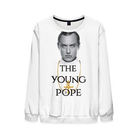 Мужской свитшот 3D с принтом The Young Pope в Петрозаводске, 100% полиэстер с мягким внутренним слоем | круглый вырез горловины, мягкая резинка на манжетах и поясе, свободная посадка по фигуре | young pope | джуд | лоу | молодой папа