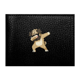 Обложка для студенческого билета с принтом Dog dab в Петрозаводске, натуральная кожа | Размер: 11*8 см; Печать на всей внешней стороне | арт | животное | мопс | музыка | собака