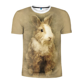 Мужская футболка 3D спортивная с принтом Кролик в Петрозаводске, 100% полиэстер с улучшенными характеристиками | приталенный силуэт, круглая горловина, широкие плечи, сужается к линии бедра | Тематика изображения на принте: грызун | животные | заяц | кролик | мордочка | природа | пушистый | уши