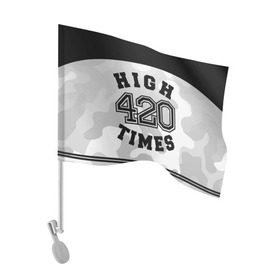 Флаг для автомобиля с принтом High Times 420 Camo в Петрозаводске, 100% полиэстер | Размер: 30*21 см | camouflage | камо | камуфляж