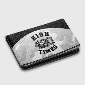Картхолдер с принтом с принтом High Times 420 Camo в Петрозаводске, натуральная матовая кожа | размер 7,3 х 10 см; кардхолдер имеет 4 кармана для карт; | Тематика изображения на принте: camouflage | камо | камуфляж