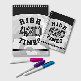 Блокнот с принтом High Times 420 Camo в Петрозаводске, 100% бумага | 48 листов, плотность листов — 60 г/м2, плотность картонной обложки — 250 г/м2. Листы скреплены удобной пружинной спиралью. Цвет линий — светло-серый
 | camouflage | камо | камуфляж