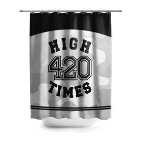 Штора 3D для ванной с принтом High Times 420 Camo в Петрозаводске, 100% полиэстер | плотность материала — 100 г/м2. Стандартный размер — 146 см х 180 см. По верхнему краю — пластиковые люверсы для креплений. В комплекте 10 пластиковых колец | camouflage | камо | камуфляж