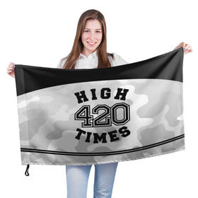 Флаг 3D с принтом High Times 420 Camo в Петрозаводске, 100% полиэстер | плотность ткани — 95 г/м2, размер — 67 х 109 см. Принт наносится с одной стороны | camouflage | камо | камуфляж