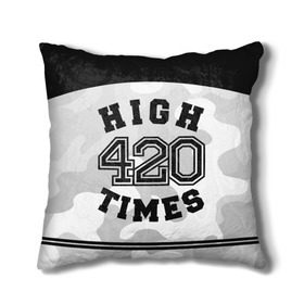 Подушка 3D с принтом High Times 420 Camo в Петрозаводске, наволочка – 100% полиэстер, наполнитель – холлофайбер (легкий наполнитель, не вызывает аллергию). | состоит из подушки и наволочки. Наволочка на молнии, легко снимается для стирки | Тематика изображения на принте: camouflage | камо | камуфляж