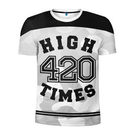 Мужская футболка 3D спортивная с принтом High Times 420 Camo в Петрозаводске, 100% полиэстер с улучшенными характеристиками | приталенный силуэт, круглая горловина, широкие плечи, сужается к линии бедра | Тематика изображения на принте: camouflage | камо | камуфляж