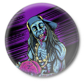Значок с принтом Lil Wayne 5 в Петрозаводске,  металл | круглая форма, металлическая застежка в виде булавки | lil wayne | rap | лил уэйн | рэп | хип хоп