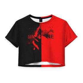 Женская футболка 3D укороченная с принтом Lil Wayne 4 в Петрозаводске, 100% полиэстер | круглая горловина, длина футболки до линии талии, рукава с отворотами | 