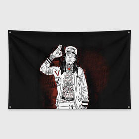 Флаг-баннер с принтом Lil Wayne 3 в Петрозаводске, 100% полиэстер | размер 67 х 109 см, плотность ткани — 95 г/м2; по краям флага есть четыре люверса для крепления | lil wayne | rap | лил уэйн | рэп | хип хоп