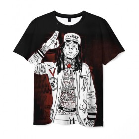 Мужская футболка 3D с принтом Lil Wayne 3 в Петрозаводске, 100% полиэфир | прямой крой, круглый вырез горловины, длина до линии бедер | Тематика изображения на принте: lil wayne | rap | лил уэйн | рэп | хип хоп
