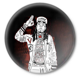Значок с принтом Lil Wayne 3 в Петрозаводске,  металл | круглая форма, металлическая застежка в виде булавки | lil wayne | rap | лил уэйн | рэп | хип хоп