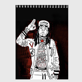 Скетчбук с принтом Lil Wayne 3 в Петрозаводске, 100% бумага
 | 48 листов, плотность листов — 100 г/м2, плотность картонной обложки — 250 г/м2. Листы скреплены сверху удобной пружинной спиралью | Тематика изображения на принте: lil wayne | rap | лил уэйн | рэп | хип хоп