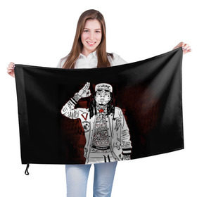 Флаг 3D с принтом Lil Wayne 3 в Петрозаводске, 100% полиэстер | плотность ткани — 95 г/м2, размер — 67 х 109 см. Принт наносится с одной стороны | lil wayne | rap | лил уэйн | рэп | хип хоп