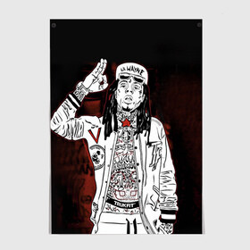 Постер с принтом Lil Wayne 3 в Петрозаводске, 100% бумага
 | бумага, плотность 150 мг. Матовая, но за счет высокого коэффициента гладкости имеет небольшой блеск и дает на свету блики, но в отличии от глянцевой бумаги не покрыта лаком | lil wayne | rap | лил уэйн | рэп | хип хоп