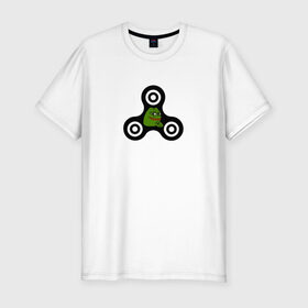 Мужская футболка премиум с принтом Frog spinner в Петрозаводске, 92% хлопок, 8% лайкра | приталенный силуэт, круглый вырез ворота, длина до линии бедра, короткий рукав | pepe | spinner | антиспиннер | вейп | вейпер | вертушка | лягушка | мем | пепе | спиннер