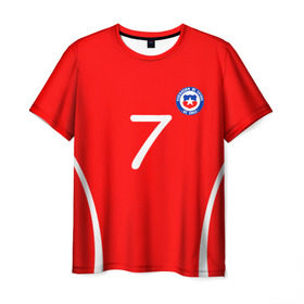 Мужская футболка 3D с принтом Chile в Петрозаводске, 100% полиэфир | прямой крой, круглый вырез горловины, длина до линии бедер | Тематика изображения на принте: alexis | chile | санчес алексис | сборная чили | футбол