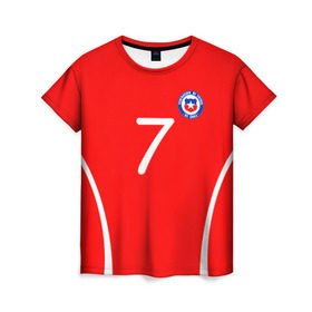 Женская футболка 3D с принтом Chile в Петрозаводске, 100% полиэфир ( синтетическое хлопкоподобное полотно) | прямой крой, круглый вырез горловины, длина до линии бедер | Тематика изображения на принте: alexis | chile | санчес алексис | сборная чили | футбол