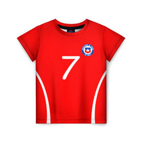 Детская футболка 3D с принтом Chile в Петрозаводске, 100% гипоаллергенный полиэфир | прямой крой, круглый вырез горловины, длина до линии бедер, чуть спущенное плечо, ткань немного тянется | Тематика изображения на принте: alexis | chile | санчес алексис | сборная чили | футбол