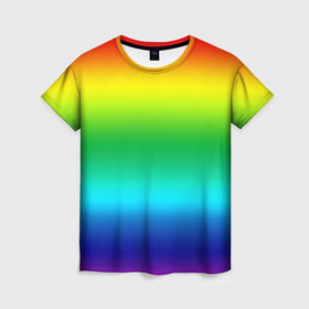 Женская футболка 3D с принтом Радуга (Градиент) в Петрозаводске, 100% полиэфир ( синтетическое хлопкоподобное полотно) | прямой крой, круглый вырез горловины, длина до линии бедер | Тематика изображения на принте: разноцветный | яркий