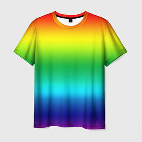 Мужская футболка 3D с принтом Радуга (Градиент) в Петрозаводске, 100% полиэфир | прямой крой, круглый вырез горловины, длина до линии бедер | разноцветный | яркий