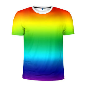 Мужская футболка 3D спортивная с принтом Радуга (Градиент) в Петрозаводске, 100% полиэстер с улучшенными характеристиками | приталенный силуэт, круглая горловина, широкие плечи, сужается к линии бедра | разноцветный | яркий