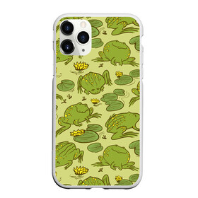 Чехол для iPhone 11 Pro матовый с принтом Лягухи в Петрозаводске, Силикон |  | Тематика изображения на принте: болото | жабы | квакухи | кувшинки | лягушки | паттерн