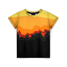 Детская футболка 3D с принтом Lava Cover в Петрозаводске, 100% гипоаллергенный полиэфир | прямой крой, круглый вырез горловины, длина до линии бедер, чуть спущенное плечо, ткань немного тянется | Тематика изображения на принте: 