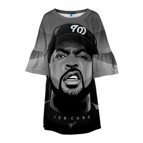 Детское платье 3D с принтом Ice Cube 2 в Петрозаводске, 100% полиэстер | прямой силуэт, чуть расширенный к низу. Круглая горловина, на рукавах — воланы | ice cube | oshea jackson | rap | айс кьюб | гангста рэп | о’ши дже́ксон | рэп