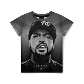 Детская футболка 3D с принтом Ice Cube 2 в Петрозаводске, 100% гипоаллергенный полиэфир | прямой крой, круглый вырез горловины, длина до линии бедер, чуть спущенное плечо, ткань немного тянется | Тематика изображения на принте: ice cube | oshea jackson | rap | айс кьюб | гангста рэп | о’ши дже́ксон | рэп