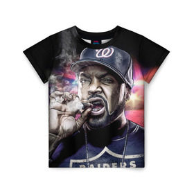 Детская футболка 3D с принтом Ice Cube 4 в Петрозаводске, 100% гипоаллергенный полиэфир | прямой крой, круглый вырез горловины, длина до линии бедер, чуть спущенное плечо, ткань немного тянется | ice cube | oshea jackson | rap | айс кьюб | гангста рэп | о’ши дже́ксон | рэп