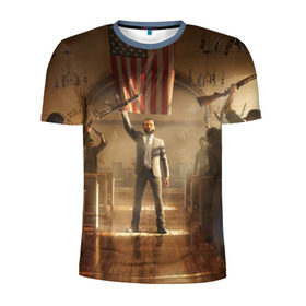 Мужская футболка 3D спортивная с принтом Gun в Петрозаводске, 100% полиэстер с улучшенными характеристиками | приталенный силуэт, круглая горловина, широкие плечи, сужается к линии бедра | far cry | far cry 5 | фар край