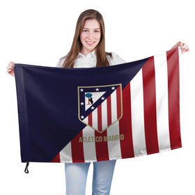 Флаг 3D с принтом Атлетико Мадрид в Петрозаводске, 100% полиэстер | плотность ткани — 95 г/м2, размер — 67 х 109 см. Принт наносится с одной стороны | atletico madrid | football | spanish | атлетико мадрид | испанский | клуб | футбольный