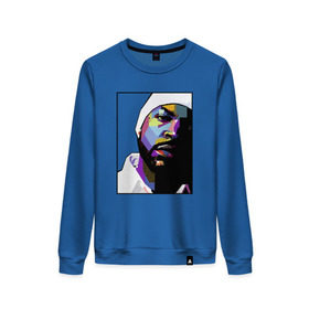 Женский свитшот хлопок с принтом Ice Cube в Петрозаводске, 100% хлопок | прямой крой, круглый вырез, на манжетах и по низу широкая трикотажная резинка  | ice cube | oshea jackson | rap | айс кьюб | гангста рэп | о’ши джексон | рэп